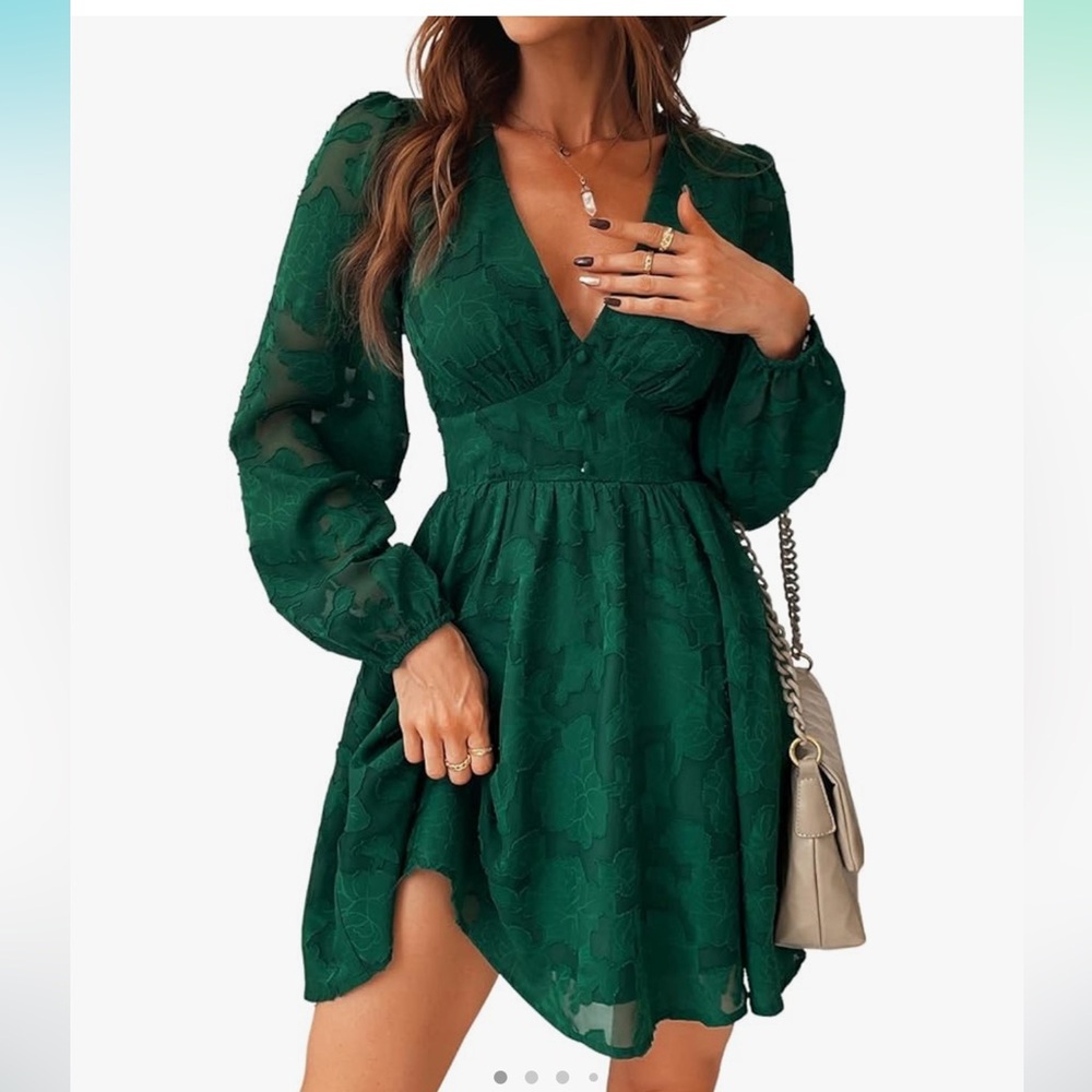 Cupshe green floral lace dress